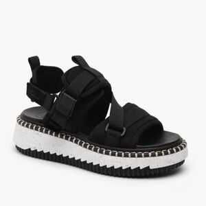 NIB Chloe Lilli Platform Slingback Sport Sandals in Black - EU42/US12